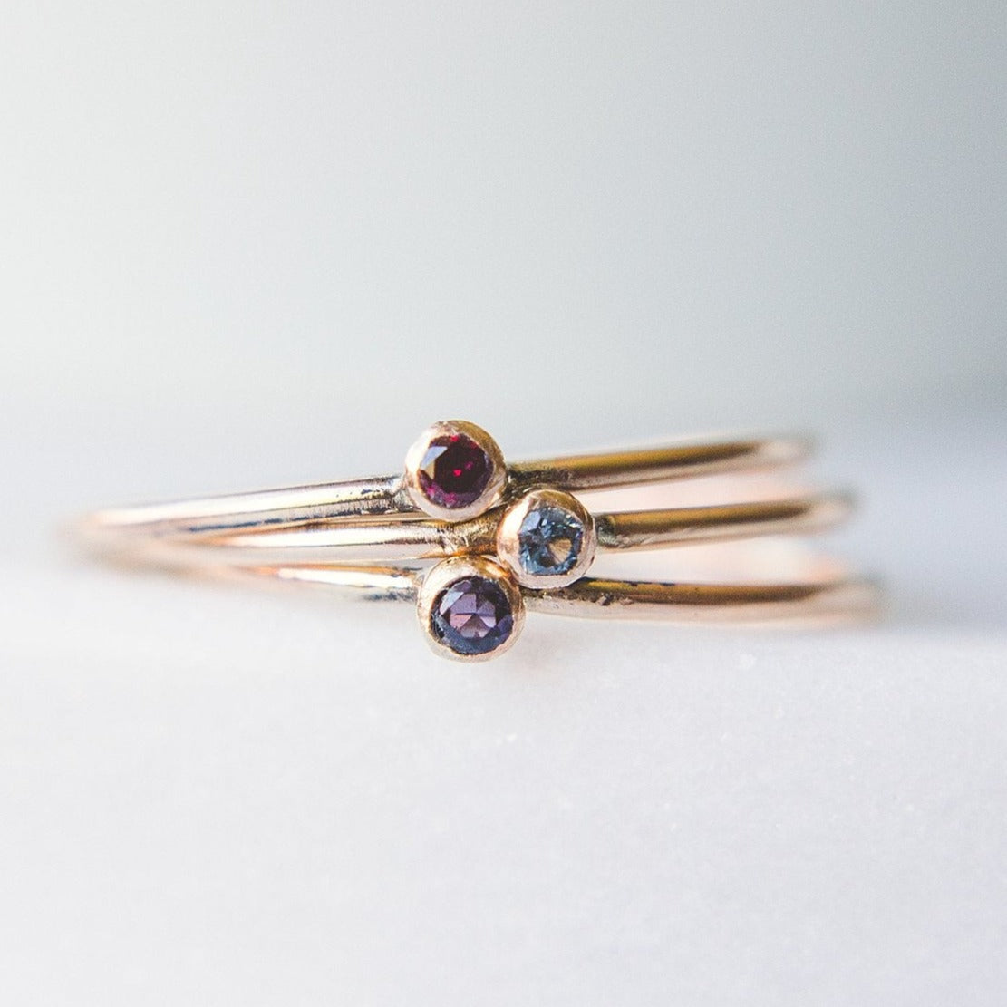 Delicate Birthstone Stacking Ring- 14k GF