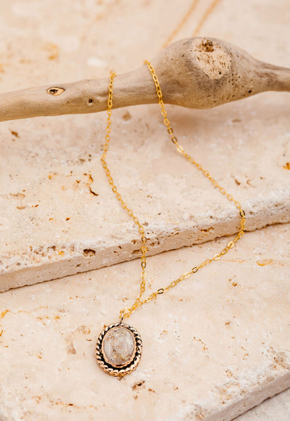 Furever at Peace Oval Necklace- Gold Filled