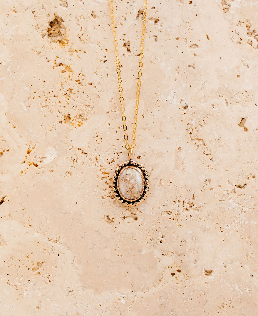 Furever at Peace Oval Necklace- Gold Filled